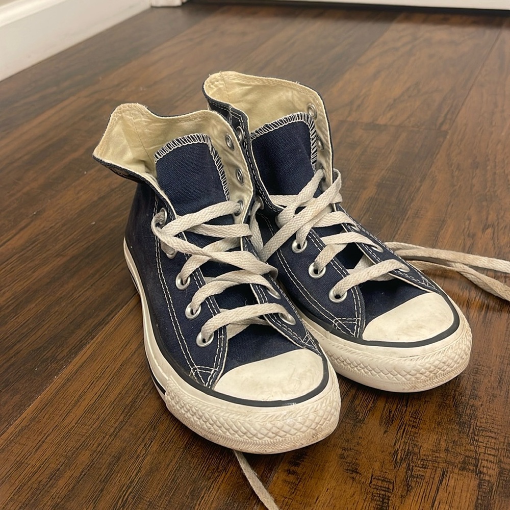 Navy high top converse